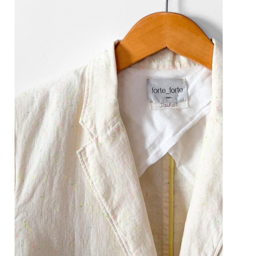 Forte forte Linen Confetti Speckled Cream Blazer Jacket Cream Neon Yellow Green - Picture 7 of 13